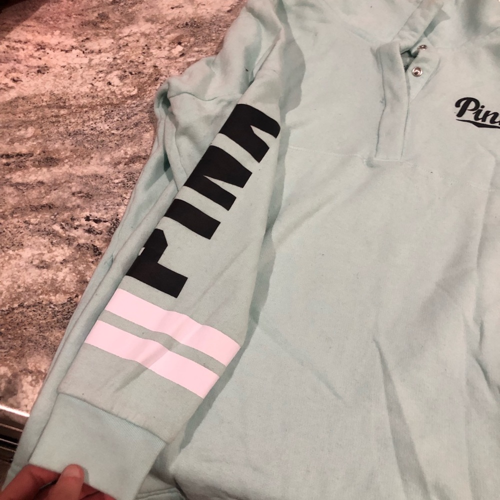 PINK pullover 1/4 button sweatshirt
